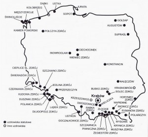 Mapka uzdrowisk. Źródło: Kruczek Z. Polska Geografia atrakcji turystycznych.
